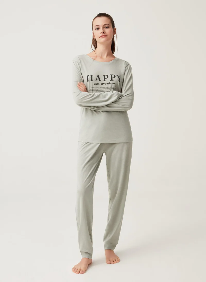 او في اس Ovs Long Pyjamas With Lettering Print