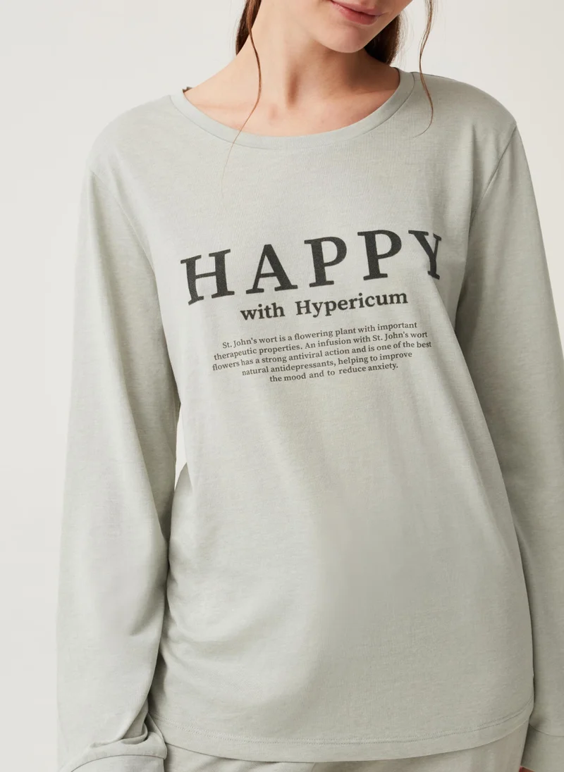 او في اس Ovs Long Pyjamas With Lettering Print