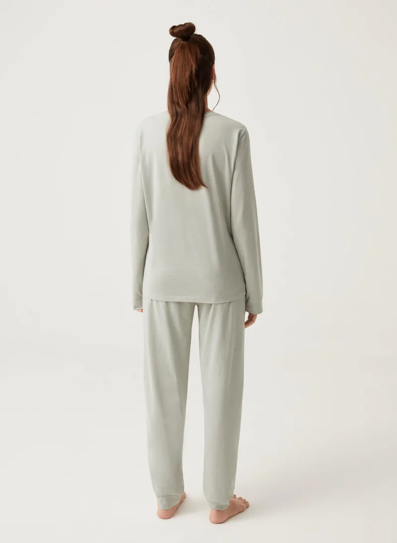 او في اس Ovs Long Pyjamas With Lettering Print
