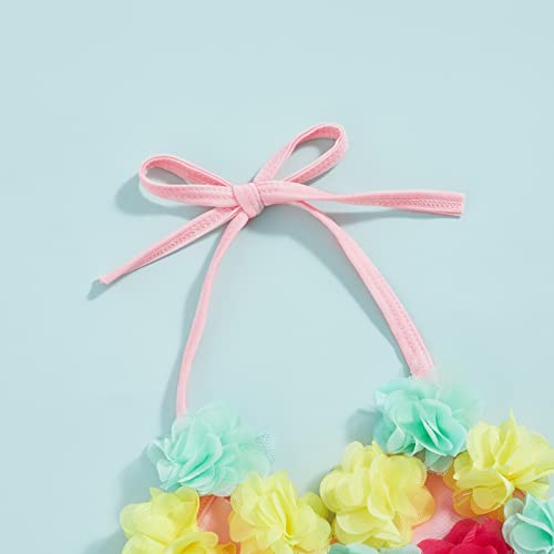 Yccutest Infant Baby Girl Flower Swimsuit 3Pcs Halter Triangle Tops Ruffle Bottoms Sun Hat Bikini Set Bathing Suit Swimwear (B-Pink,0-6 Months) - Image 4