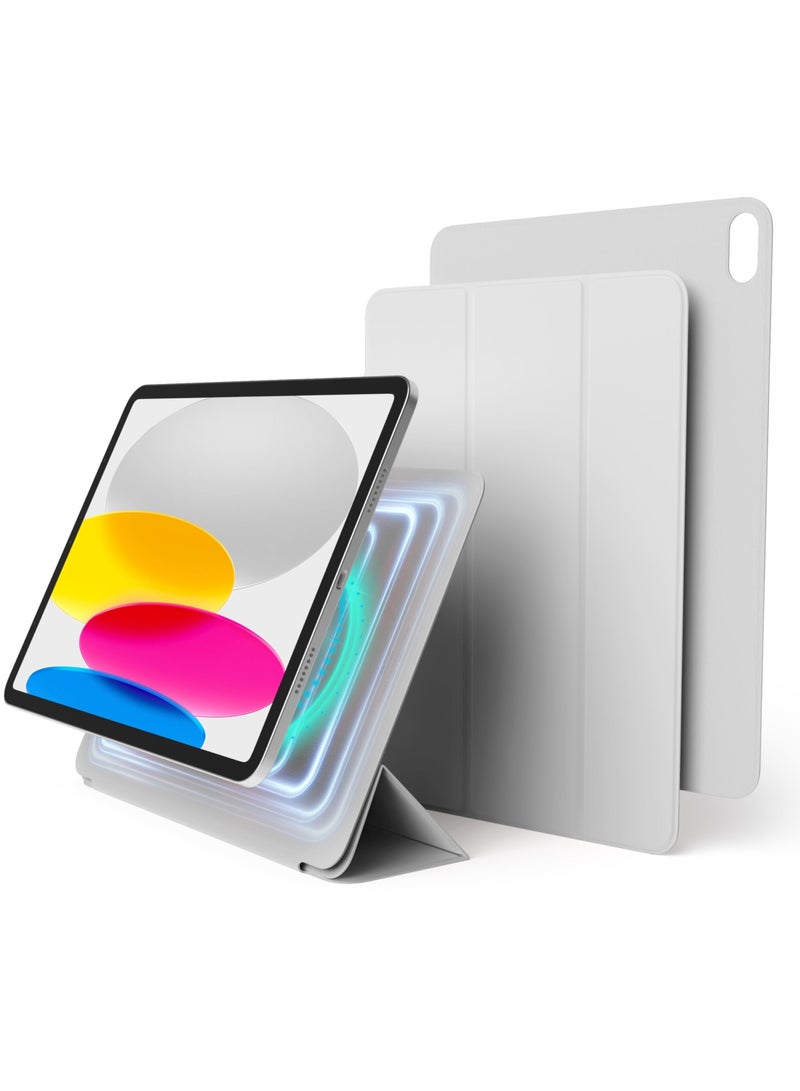 Green Tiger Magnetic Folio for iPad 10th Generation case cover (2022) 10.9 inch [Magnet integrated Back Plate attaches to Metal Surfaces] - Light Grey