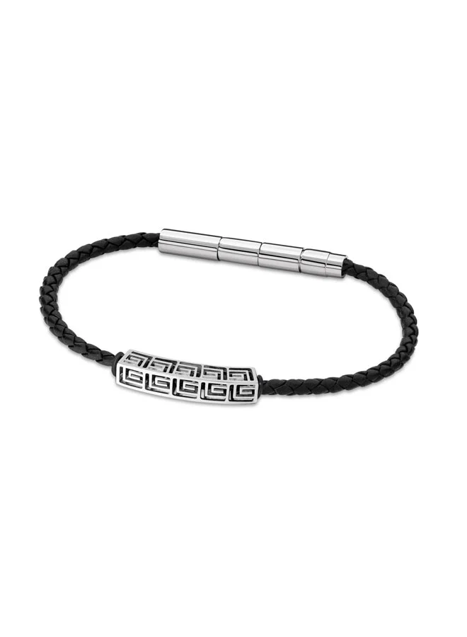 Guy Laroche Thibault Black Leather Bracelet for Men