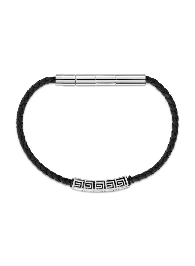 Guy Laroche Thibault Black Leather Bracelet for Men