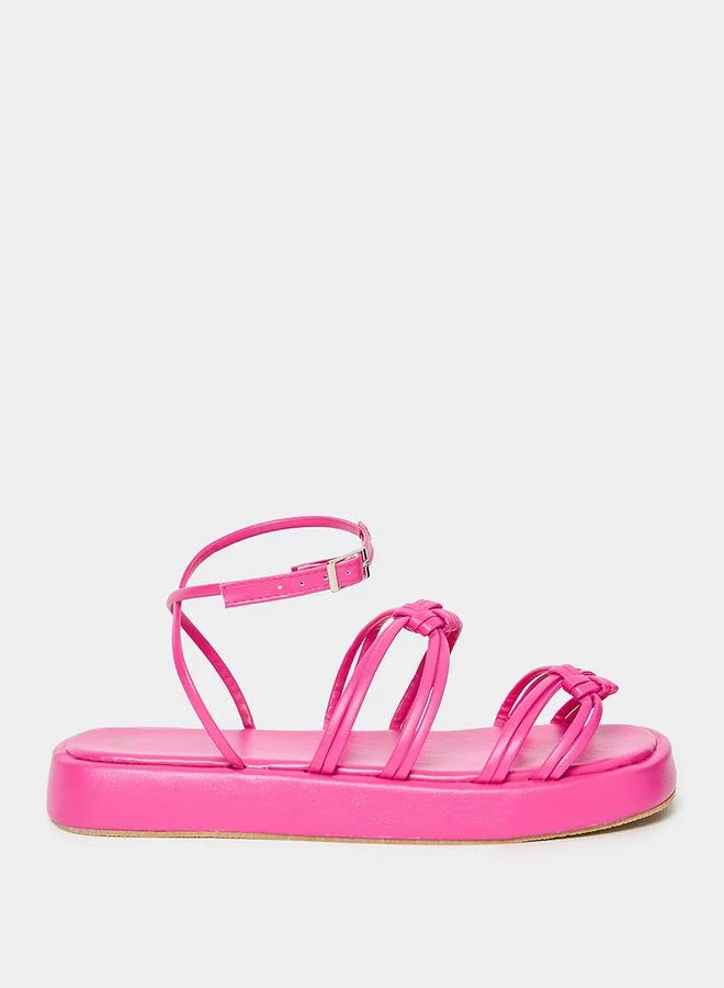 Styli Knotted Strap Buckle Closure Flat Sandals