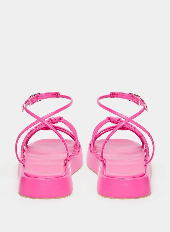 Styli Knotted Strap Buckle Closure Flat Sandals