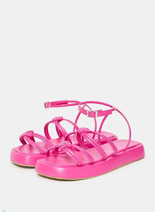 Styli Knotted Strap Buckle Closure Flat Sandals