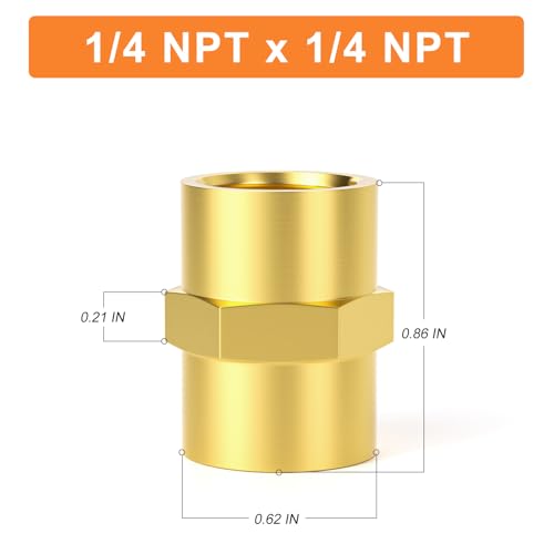 GASHER 20PCS Brass Pipe Fitting Brass Coupling 14Inch Female Pipe x 14Inch Female Pipe - Image 3