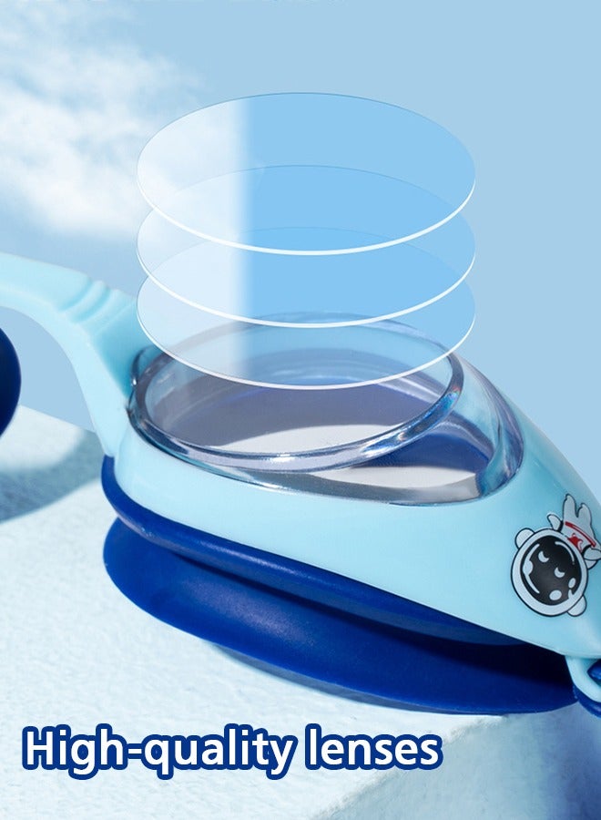 سبيس نظارات سباحة للأطفال مع قبعة سباحة، للأولاد والبنات من سن 3 إلى 14 عامًا، مقاومة للتسرب، ومضادة للأشعة فوق البنفسجية، وقبعات سباحة مقاومة للماء برسومات كرتونية. - Image 5