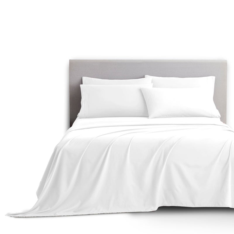 Clara Clark Cal King Sheets 6 Piece Set  Hotel Luxury Sheets for Cal King Size Bed Super Soft Bedding Set Cal King Size White