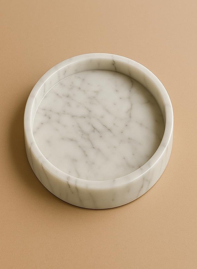 MBSC Multi-Purpose Round Shape Marble Tray for Aarti, Pooja, Kitchen, Dining Table & Vanity Decor | Elegant Gift Item with Stability & Scratch Protection (6 Inches) - Image 4