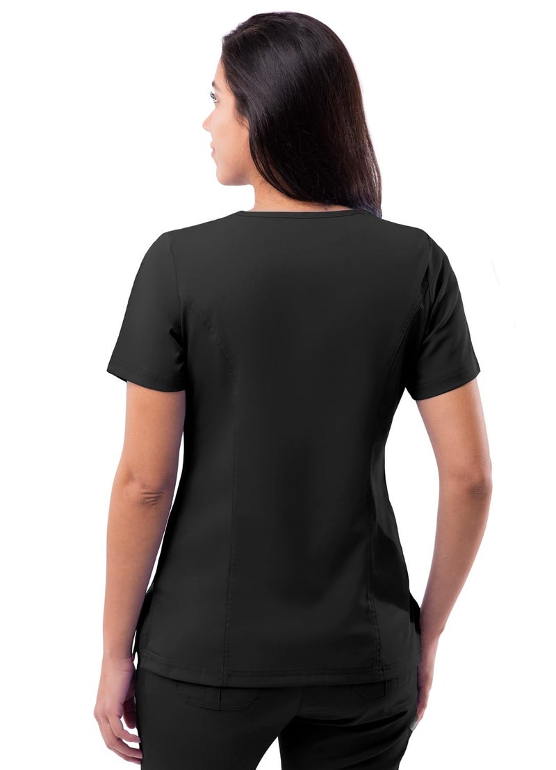 Adar Uniforms Pro Scrubs for Women, Elevated V-Neck Scrub Top, P4212, Black, M - Image 2