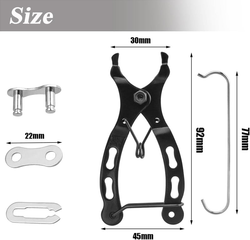 Eyech Bicycle Chain Tool Kit 10 Pairs Quick Link Reusable Bicycle Buckle for Single Speed Silver Steel Carbon Steel Bike Link Plier with Hook Bike Magic Buckle Missing Link Connector - Image 2