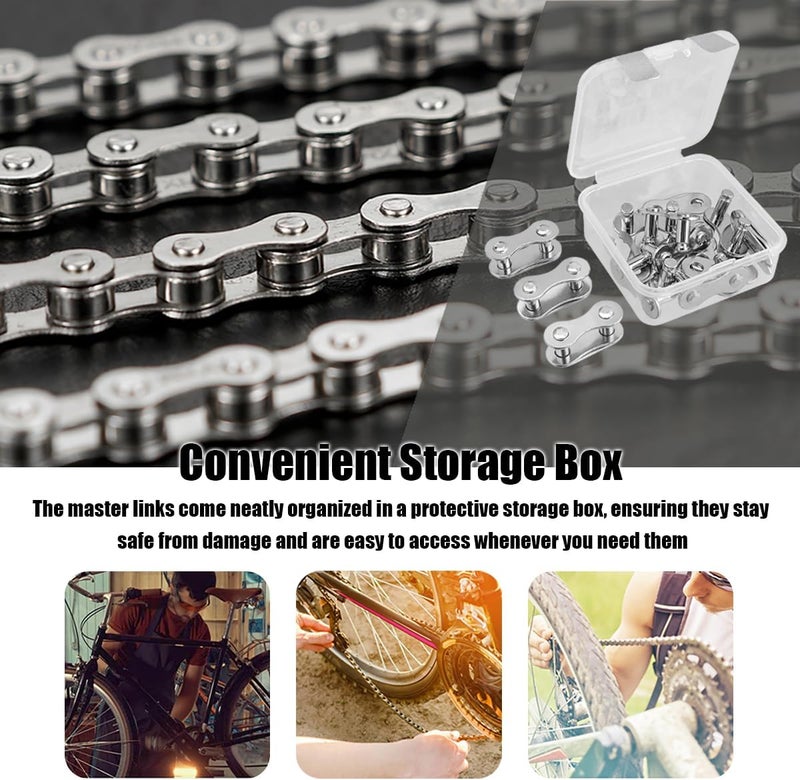 Eyech Bicycle Chain Tool Kit 10 Pairs Quick Link Reusable Bicycle Buckle for Single Speed Silver Steel Carbon Steel Bike Link Plier with Hook Bike Magic Buckle Missing Link Connector - Image 5