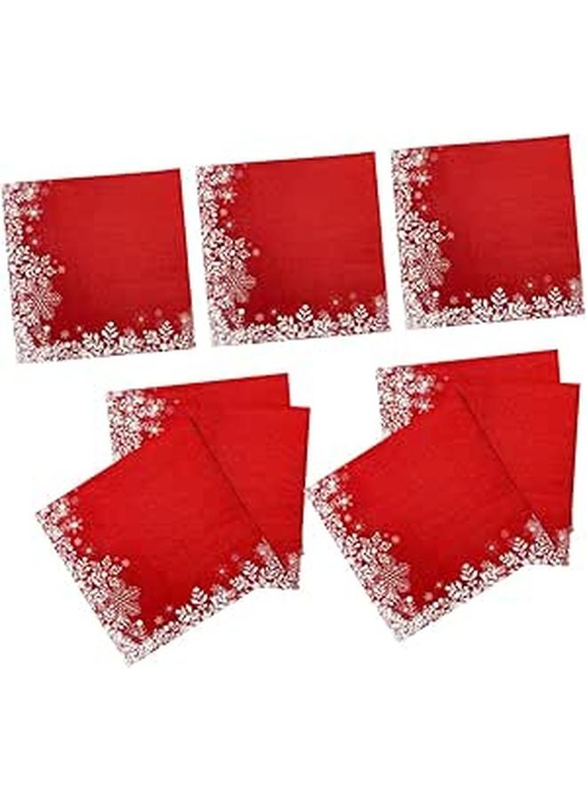مناديل ورقية قابلة للتخلص على شكل رقاقات ثلج حمراء لعيد الميلاد 20 قطعة لديكور حفلات العطلات - Image 1