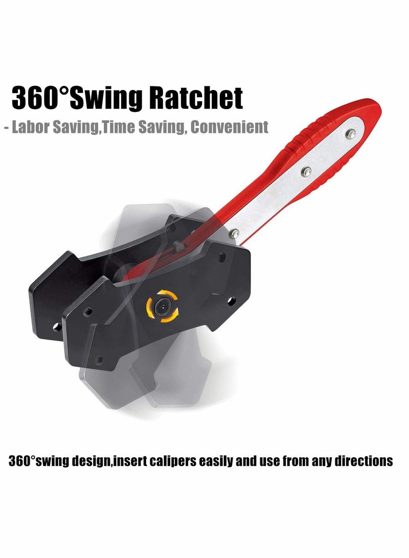SYOSI Brake Caliper Press Tool, 360 Degree Swing Ratchet Expander Wrench Car Wheel Piston Spreader with Extra 2PCS Large Plates for Single Twin Quad Sextuplet Disc - Image 3