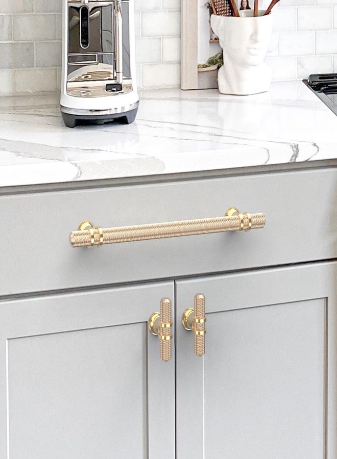 Coinkoly Gold Cabinet Pulls Knurled Kitchen Cabinet Handles - Image 3