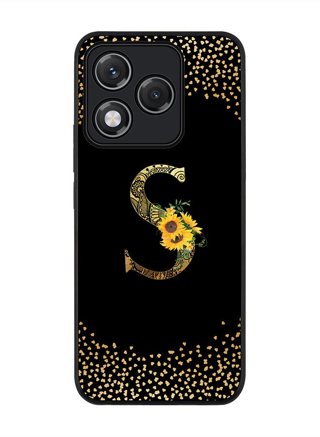 Stylizedd For Honor 400 Lite Case,Slim fit Camera Protection, Shockproof Thin Phone cover  - Custom Floral Monogram - S ( Black )
