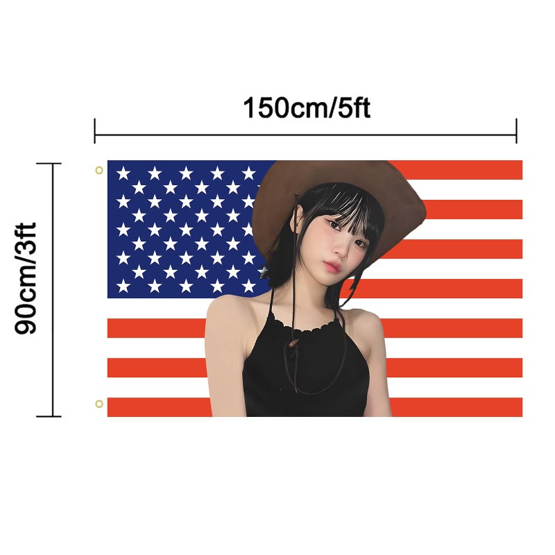 WENWELL Chae Won American Flag 3X5 Ft Outdoor Indoor Kim Chaewone Usa Flag Poster American Flag Tapestry For Bedroom Living Room Dorm Wall With Brass Grommets Vivid Color And Fade Proof Decorations - Image 2