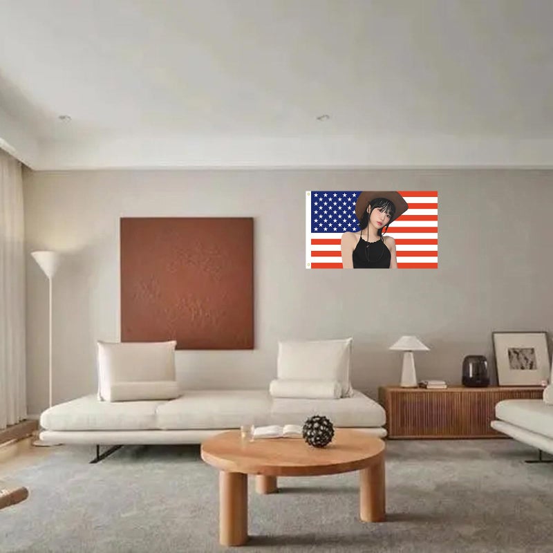 WENWELL Chae Won American Flag 3X5 Ft Outdoor Indoor Kim Chaewone Usa Flag Poster American Flag Tapestry For Bedroom Living Room Dorm Wall With Brass Grommets Vivid Color And Fade Proof Decorations - Image 5