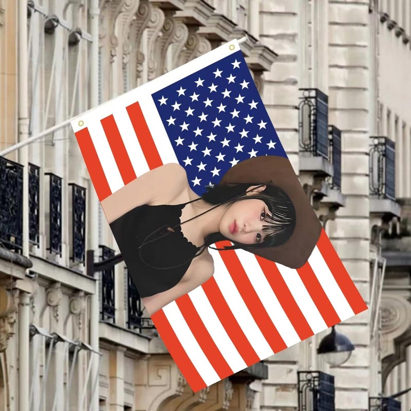 WENWELL Chae Won American Flag 3X5 Ft Outdoor Indoor Kim Chaewone Usa Flag Poster American Flag Tapestry For Bedroom Living Room Dorm Wall With Brass Grommets Vivid Color And Fade Proof Decorations - Image 3