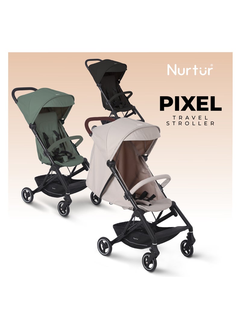 Nurtur Pixel Baby/Kids Travel Cabin Stroller, Aluminium Alloy, leatherette details, 0 36 months, Storage Basket, Detachable Bumper, 5 Point Safety Harness, Compact Foldable Design, Grey - Image 4