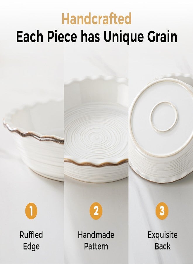 Frewinky Ceramic Pie Pan for Baking, 9 inch Pie Dish with Ruffled Edge, Nonstick Deep Pie Plate, Farmhouse Decor Quiche Tart Baking Dish for Thanksgiving, Microwave & Oven Safe, Set of 1 - Image 4