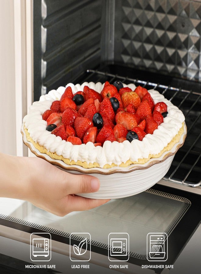 Frewinky Ceramic Pie Pan for Baking, 9 inch Pie Dish with Ruffled Edge, Nonstick Deep Pie Plate, Farmhouse Decor Quiche Tart Baking Dish for Thanksgiving, Microwave & Oven Safe, Set of 1 - Image 5