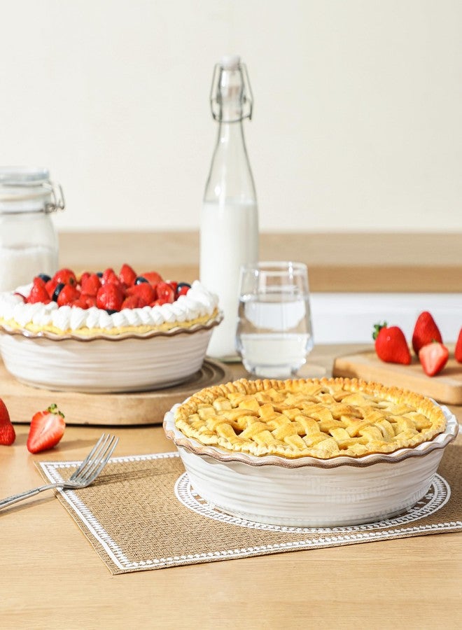 Frewinky Ceramic Pie Pan for Baking, 9 inch Pie Dish with Ruffled Edge, Nonstick Deep Pie Plate, Farmhouse Decor Quiche Tart Baking Dish for Thanksgiving, Microwave & Oven Safe, Set of 1 - Image 2