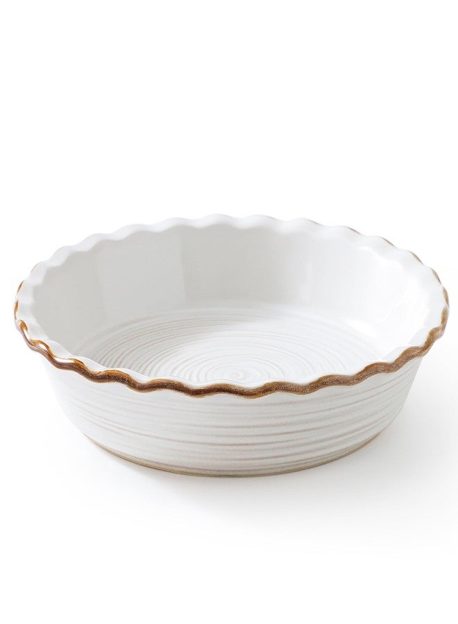 Frewinky Ceramic Pie Pan for Baking, 9 inch Pie Dish with Ruffled Edge, Nonstick Deep Pie Plate, Farmhouse Decor Quiche Tart Baking Dish for Thanksgiving, Microwave & Oven Safe, Set of 1 - Image 1