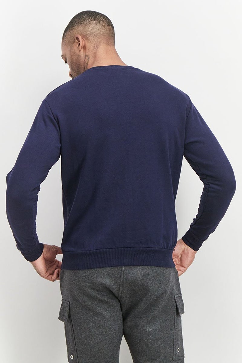 Baldinini Men Crew Neck Brand Logo Sweatshirt, Navy and Red - Image 3
