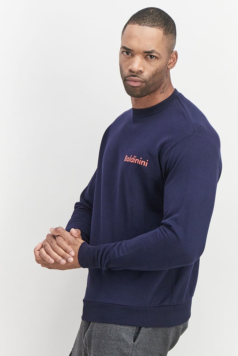 Baldinini Men Crew Neck Brand Logo Sweatshirt, Navy and Red - Image 2