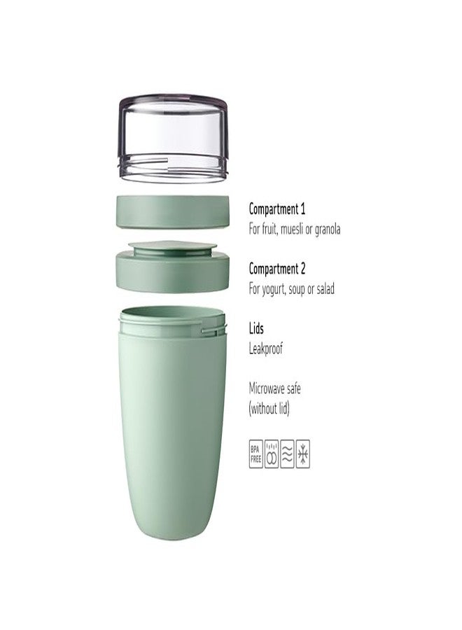 Mepal Overnight Oats jar - Practical Yoghurt Cup & Muesli Cup - Separate Compartments for Yoghurt & Muesli - Suitable for Freezer, Microwave & Dishwasher - 500 ml + 200 ml - Nordic Blue - Image 2