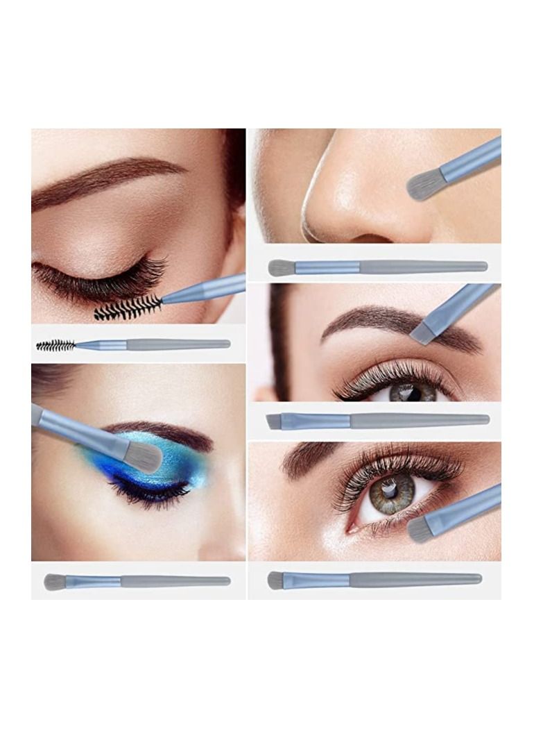 SYOSI Makeup Brush Set, Mini Make Up Brushes for Foundation, Powder, Blush Eyeshadow, Eyelash and Concealer, 8Pcs Makeup Brushes Set Professional for Cosmetics with Makeup Bag (Macaron Haze Blue) - Image 5