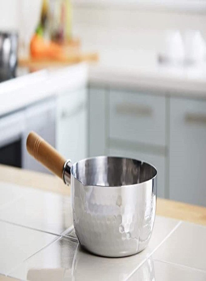 TrueCraftware- 8" X 3" Aluminum Snow Flat Pan Saucepan-Traditional Japanese Saucepan with Wood Handle Great for Ramen Tempura Milk Soup Pot Noodles Porridge Boiled Soup for Home and Kitchen - Image 2