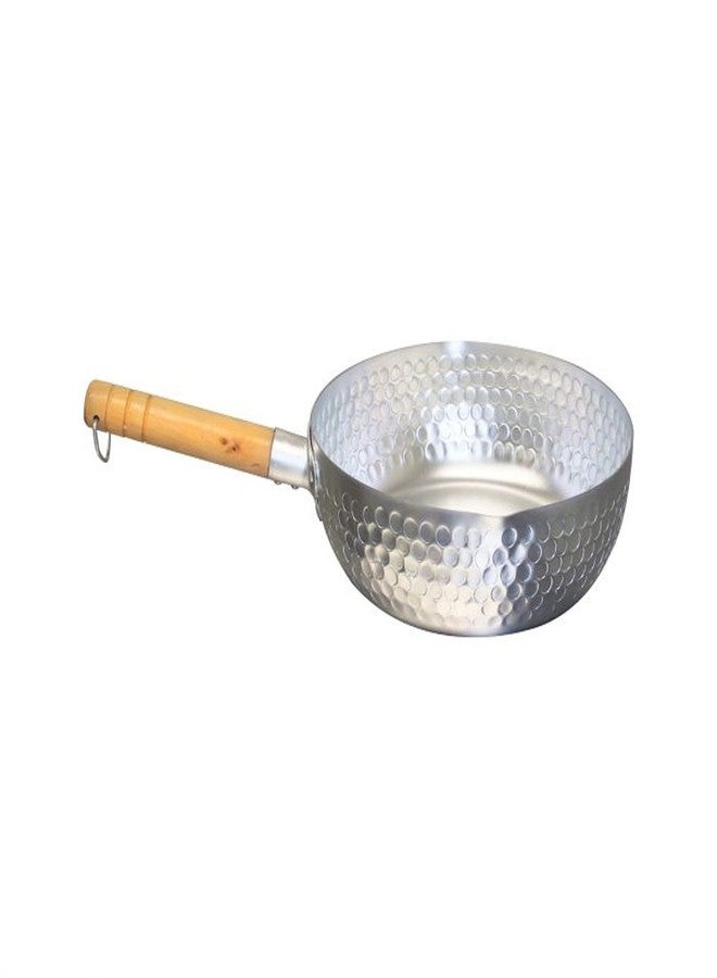 TrueCraftware- 8" X 3" Aluminum Snow Flat Pan Saucepan-Traditional Japanese Saucepan with Wood Handle Great for Ramen Tempura Milk Soup Pot Noodles Porridge Boiled Soup for Home and Kitchen - Image 1