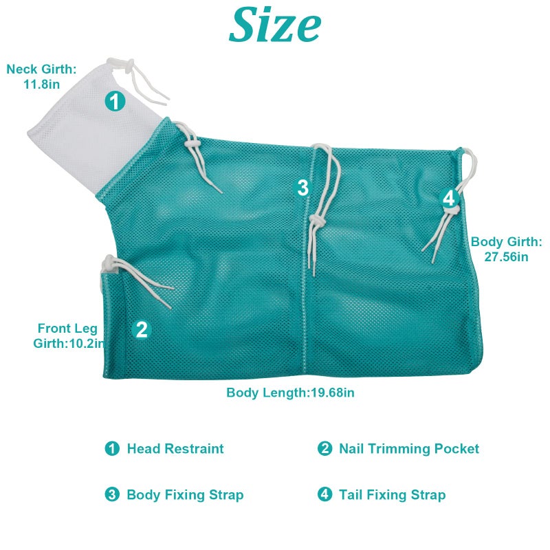 Catcan Cat Bathing Bag, Breathable Mesh Cat Shower Bag Anti Scratch Adjustable Cat Grooming Bag for Nail Trimming Polyester Soft Washing Bag - Image 2