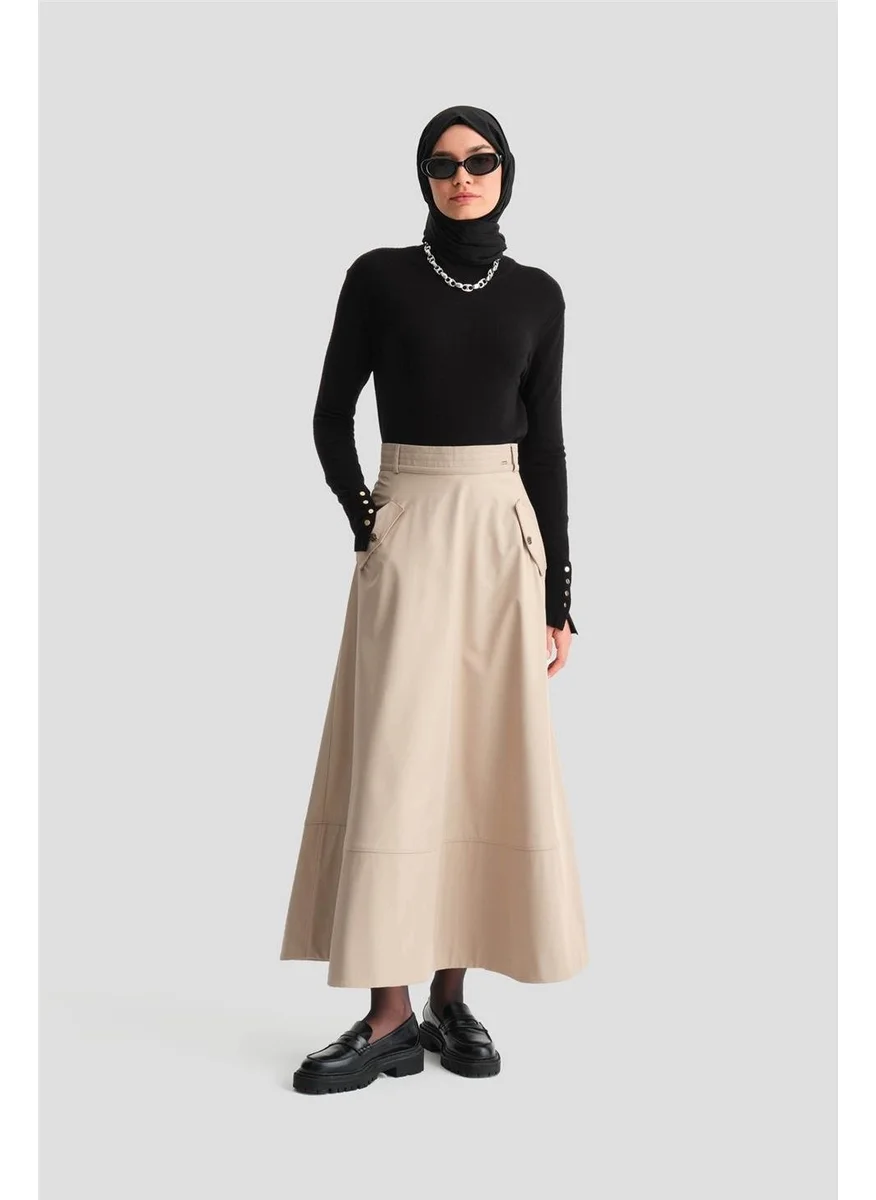 ARMINE Thick Stitched Flared Skirt 24K1712 Stone