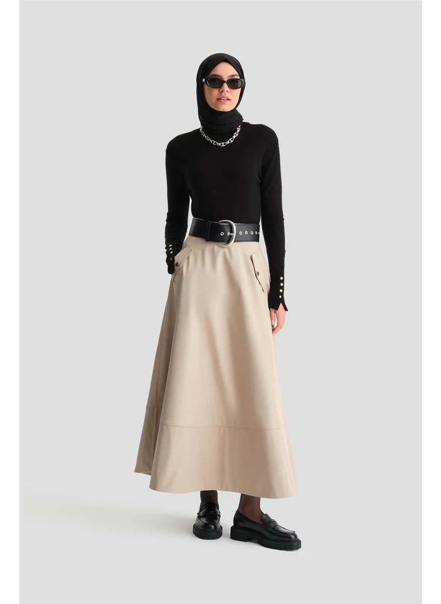 ARMINE Thick Stitched Flared Skirt 24K1712 Stone
