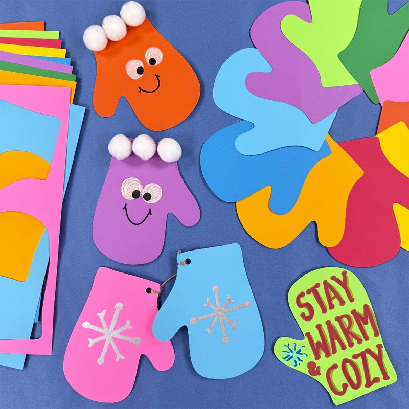 FreshCut Crafts 60 Pieces Mitten Cutouts for Crafts and Classroom Decor, Vibrant Multicolor Paper Shapes for Winter Art Projects and Holiday Decorations, Made in USA - Image 2