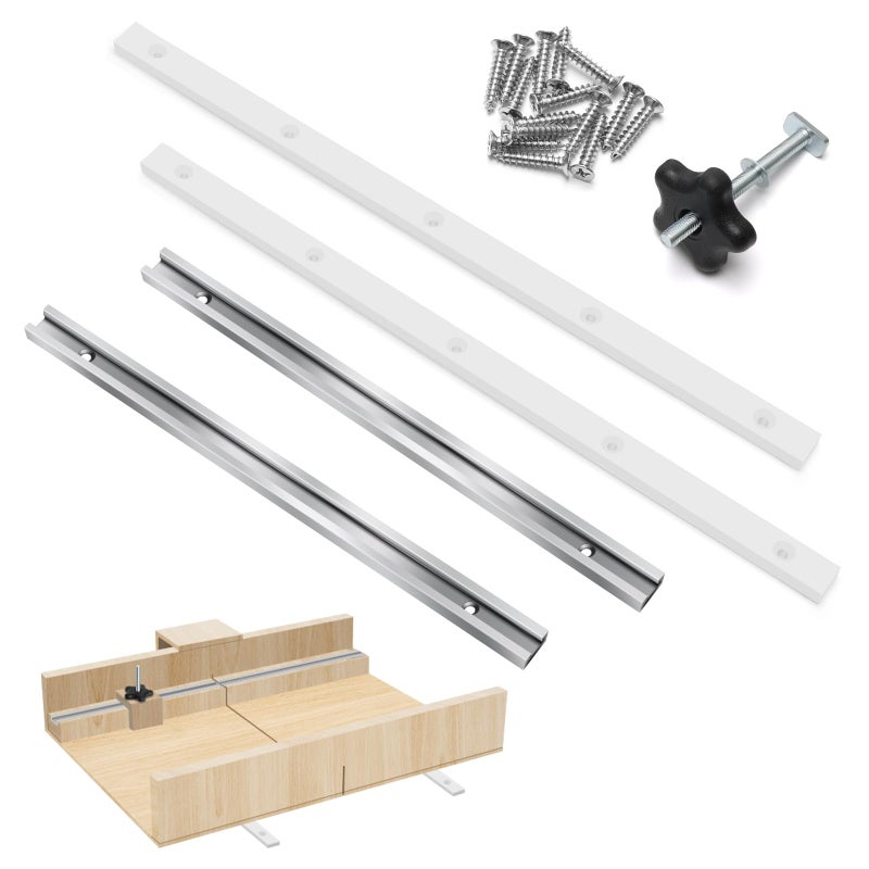 Coolrunner Table Saw Crosscut Sled Kit Coolrunner Crosscut Sled for Table Saw with 2 Aluminum T-Track, 2 UHMW Miter Bars, Knob, Bolt & Screws Set for DIY Tablesaw Crosscut Sled, U Tracks Woodworking Miter - Image 5