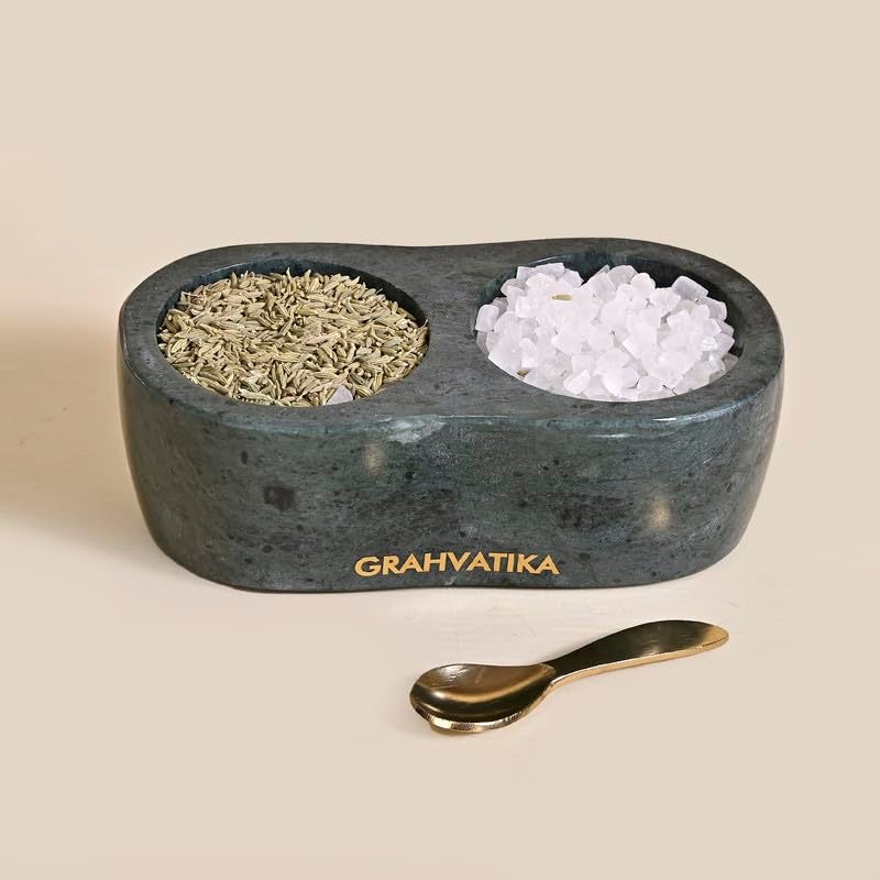 Grahvatika Marble Handmade MultiUtility Bowl Set With Spoon Serving Bowl Decorative Bowl Home Decor Kitchen Decor Desert Bowl Soup Bowl Snacks Bowl Chutney Bowl Green - Image 1
