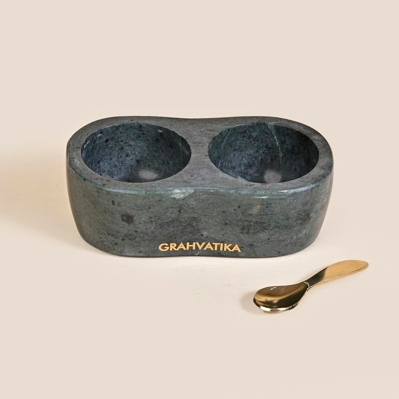 Grahvatika Marble Handmade MultiUtility Bowl Set With Spoon Serving Bowl Decorative Bowl Home Decor Kitchen Decor Desert Bowl Soup Bowl Snacks Bowl Chutney Bowl Green - Image 2