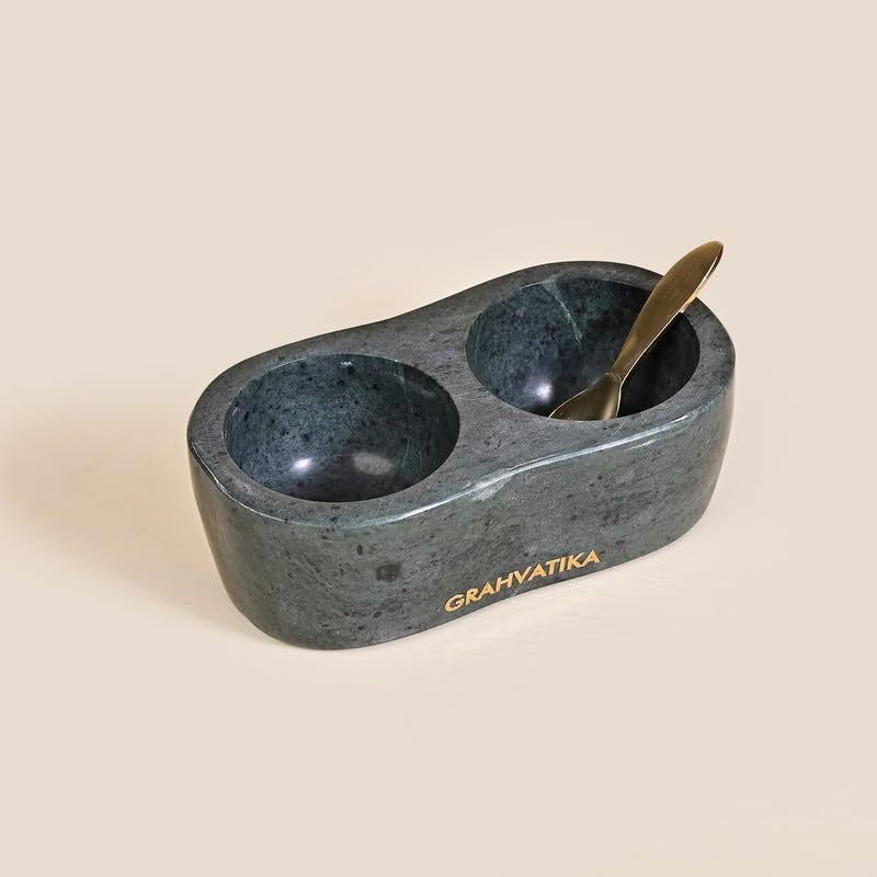 Grahvatika Marble Handmade MultiUtility Bowl Set With Spoon Serving Bowl Decorative Bowl Home Decor Kitchen Decor Desert Bowl Soup Bowl Snacks Bowl Chutney Bowl Green - Image 3
