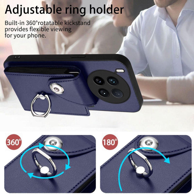 إيروريكس جراب هاتف مزود بحلقة وحقيبة بطاقات لجهاز vivo X200 Ultra مع حبل طويل (أزرق) - Image 4