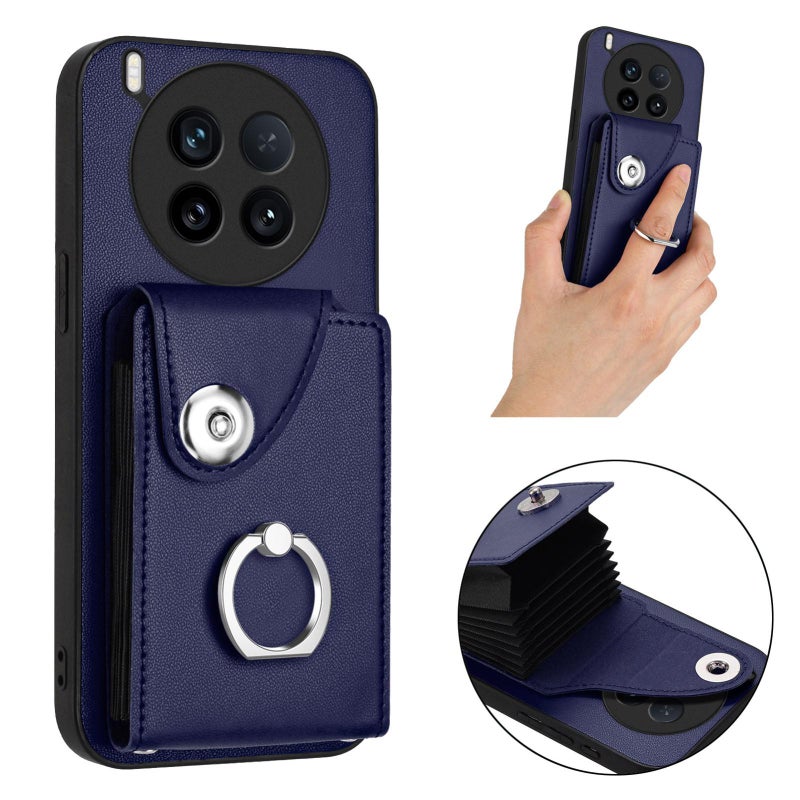 إيروريكس جراب هاتف مزود بحلقة وحقيبة بطاقات لجهاز vivo X200 Ultra مع حبل طويل (أزرق) - Image 3