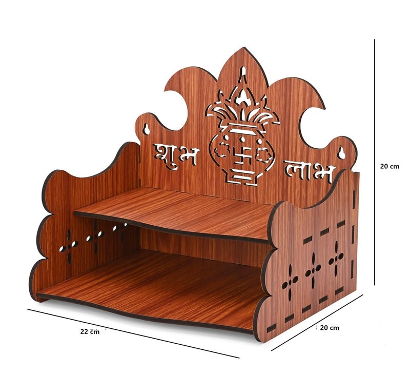 BerryBox Wood Hand Crafted Om Pattern Home Temple for Puja Temple for Home and Office l Puja Mandir l Wooden Mandir l Puja Shelve | Puja Stand (Design 4) - Image 3