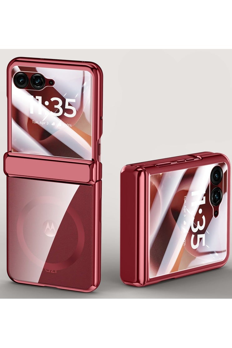 general for Motorola Razr 60 Ultra 2025 Magnetic Case Compatible with Mag-Safe  Hinges Protection  Built-in Front Screen Protector  Plated Frame Clear Thin Cover - Image 1