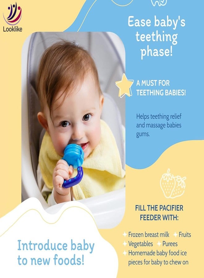 Looklike® Silicone Food & Fruit Nibbler for Babies | Soft Silicone Feeder Teether | Easy Grip Handle | Gentle Feeding Support | Pack of 2 - Image 5