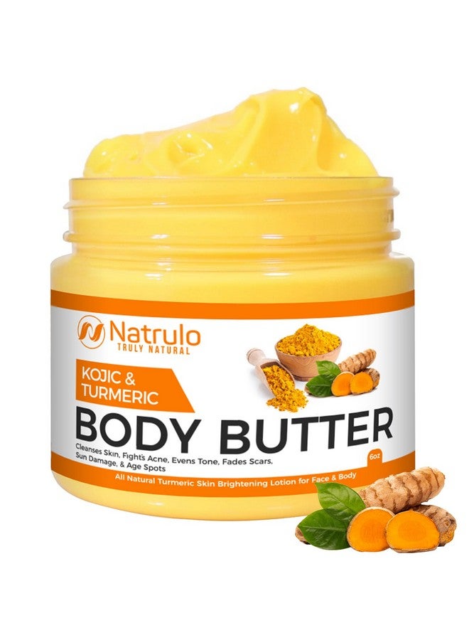 Turmeric & Kojic Body Butter - All Natural Turmeric Butter for Skin Brightening - Turmeric Lotion Cleanses Skin, Evens Tone, Scars, Sun Damage, & Age Spots - Whipped Shea Butter Turmeric Cream