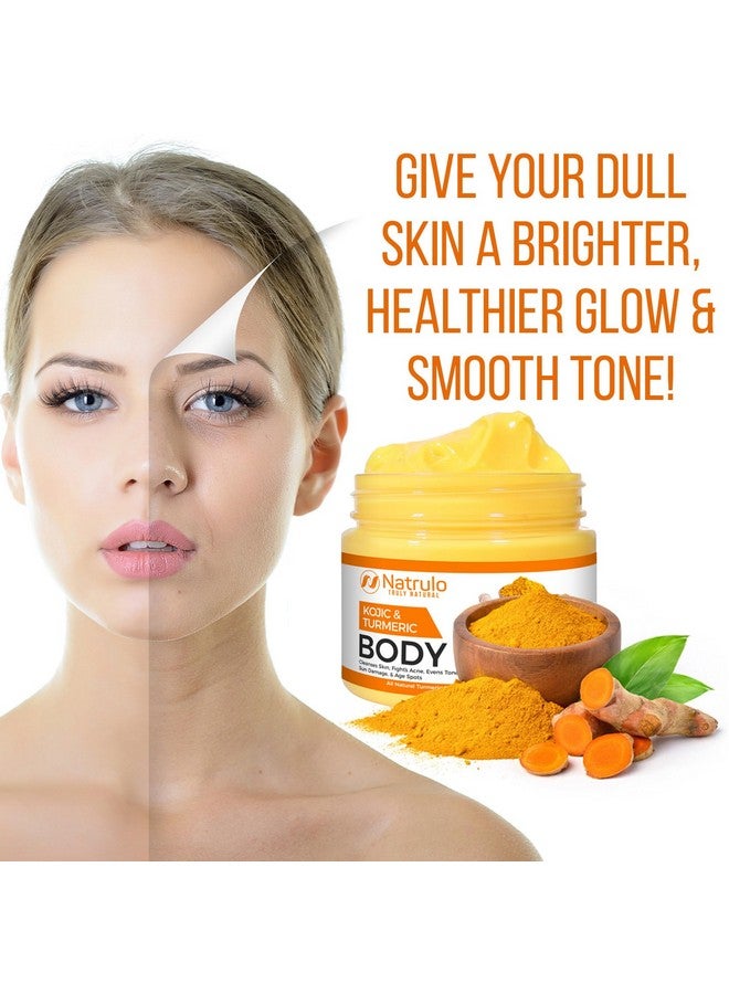 Turmeric & Kojic Body Butter - All Natural Turmeric Butter for Skin Brightening - Turmeric Lotion Cleanses Skin, Evens Tone, Scars, Sun Damage, & Age Spots - Whipped Shea Butter Turmeric Cream
